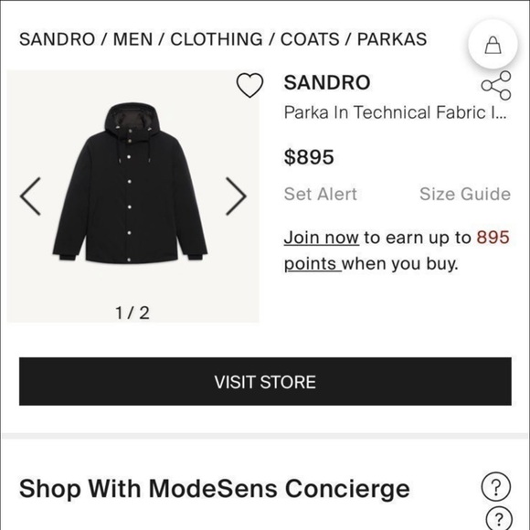 Sandro Parka in Technical Fabric Mens Medium - Picture 1 of 6